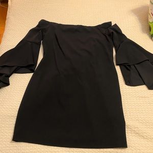 Off the shoulder bell sleeve ponte dress